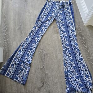Floral Blue and White Women's Jeans